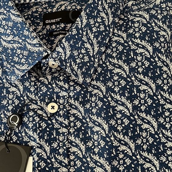 Quieti Mens Blue Tan Long Sleeve XL Button Down - Picture 2 of 4